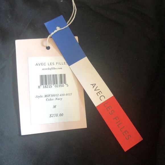 Avec Les Filles Quilted Blazer Velvet Lapel Navy - Picture 6 of 7